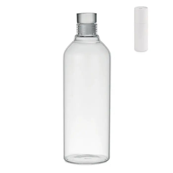 Flacon borosilicat 1l din sticla transparenta cu capac argintiu cu filet