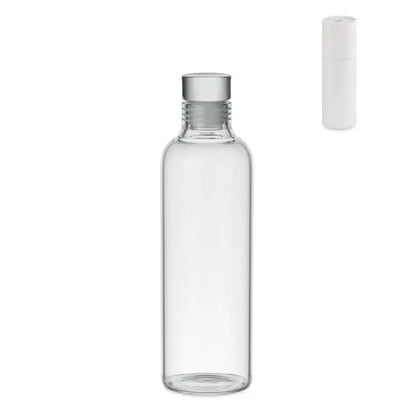 Sticlă clară de 500 ml din borosilicat cu capac metalic argintiu cu filet pentru apă