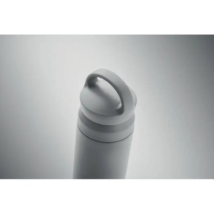 Flacon cu perete dublu 320 ml gri mat din inox cu design minimalist si maner integrat pe capac
