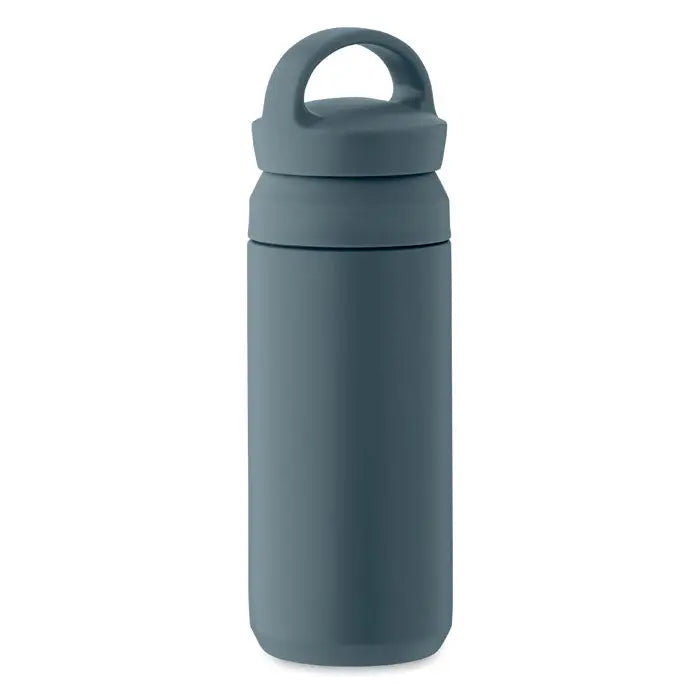Flacon cu perete dublu 320 ml mat negru mat cu capac integrat și mâner pentru păstrarea lichidelor la temperatură optimă