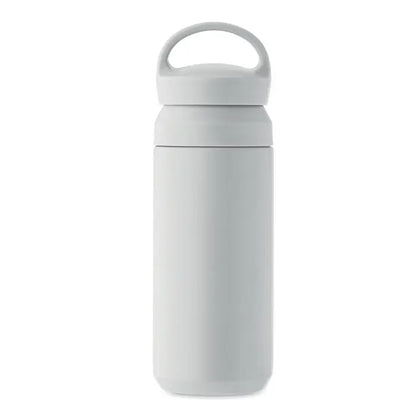 Flacon cu perete dublu 320 ml alb mat, izolat, cu design minimalist si maner integrat pe capac