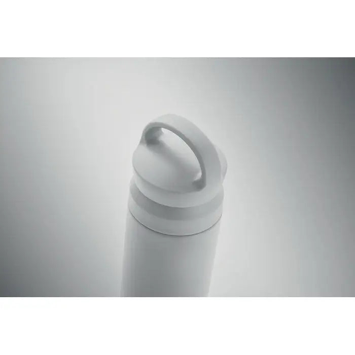 Flacon cu perete dublu 320 ml alb izolat termic cu design minimalist si maner integrat pe capac
