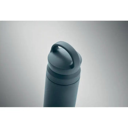 Flacon cu perete dublu 320 ml sticlă izolită gri închis cu design minimalist și mâner integrat pe capac