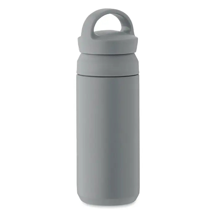 Flacon cu perete dublu 320 ml gri, izolat termic, cu capac si maner integrat pentru transport facil