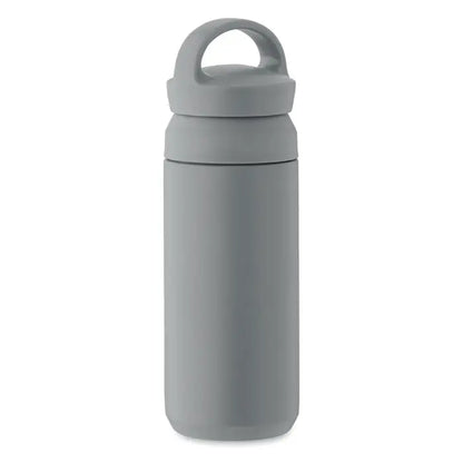 Flacon cu perete dublu 320 ml gri, izolat termic, cu capac si maner integrat pentru transport facil
