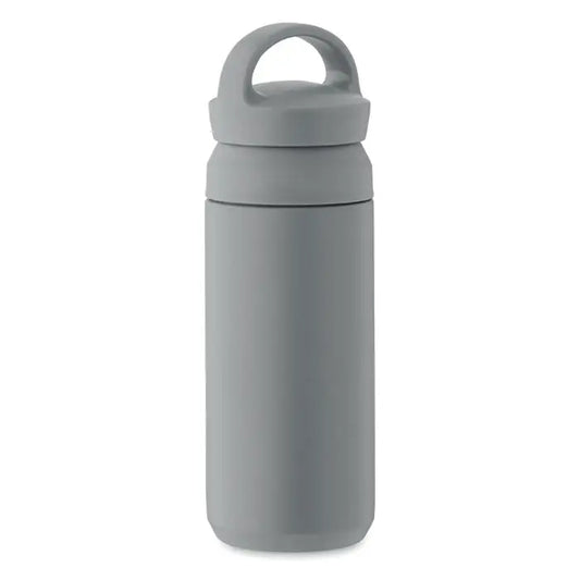 Flacon cu perete dublu 320 ml gri, izolat termic, cu capac si maner integrat pentru transport facil