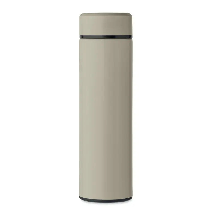 Flacon cu perete dublu 420 ml beige izolat cu margine si baza negre pentru calatorii