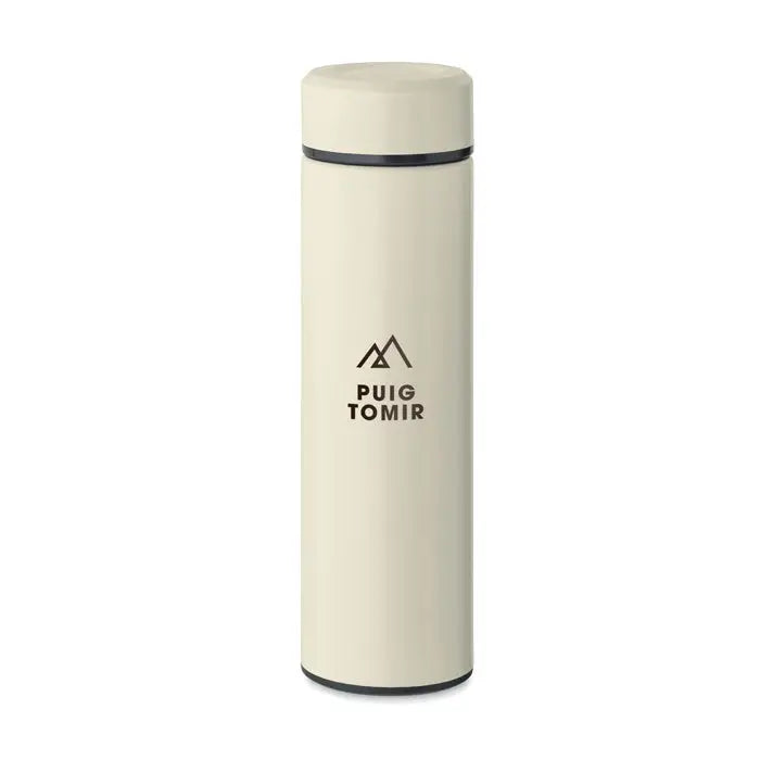 Flacon cu perete dublu 420 ml sticla izolata puig tomir crema cu design minimalist si garnitura neagra