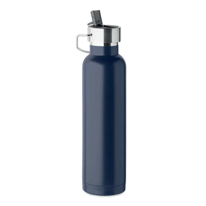 Flacon cu perete dublu albastru închis din oțel inoxidabil cu capac și mâner pentru 660 ml lichide