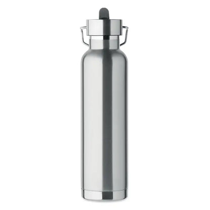 Flacon cu perete dublu 660 ml din otel inoxidabil cu finisaj lucios si capac negru cauciucat cu maner integrat