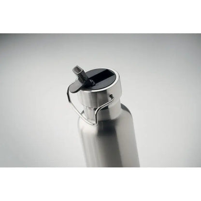 Flacon cu perete dublu 660 ml din inox cu capac negru cu clapeta si maner integrat din sarma