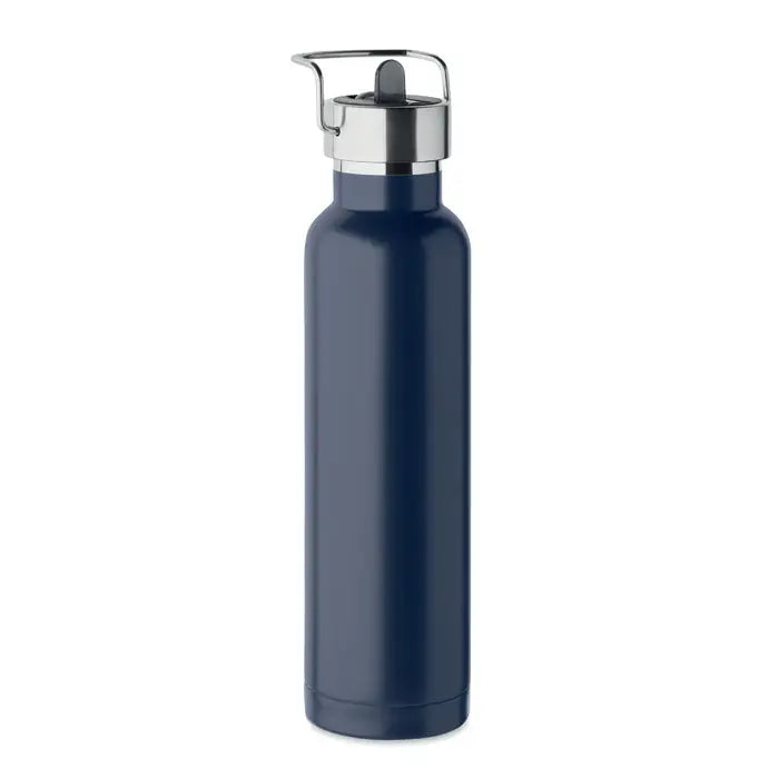 Flacon cu perete dublu 660 ml albastru închis din oțel inoxidabil cu capac rabatabil argintiu pentru hidratare
