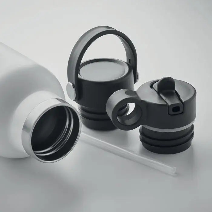 Capace negre din plastic pentru flacon cu perete dublu 700 ml cu maner integrat si atasament pentru pai