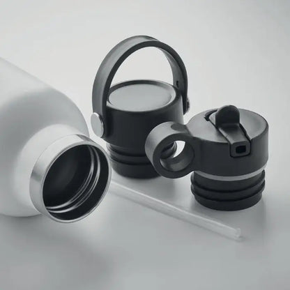 Capace negre din plastic pentru flacon cu perete dublu 700 ml cu maner integrat si atasament pentru pai