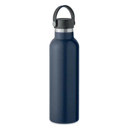 Flacon cu perete dublu 700 ml albastru marin izolat cu maner negru si accente argintii pentru bauturi reci sau calde