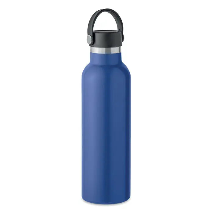 Flacon cu perete dublu 700 ml din otel inoxidabil albastru cu maner negru si accente argintii pentru apa