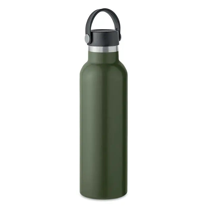 Flacon cu perete dublu 700 ml sticla din otel inoxidabil verde maslina cu capac si maner negru