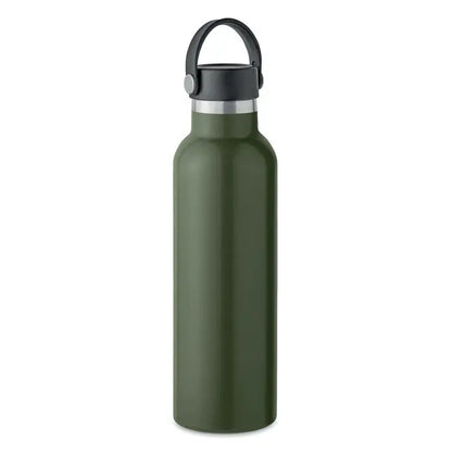 Flacon cu perete dublu 700 ml sticla din otel inoxidabil verde maslina cu capac si maner negru