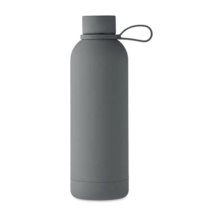 Flacon cu perete dublu de 500 ml, sticlă reutilizabilă mată gri cu design minimalist și mâner integrat