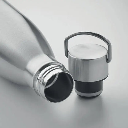 Flacon cu perete dublu de 500 ml din oțel inoxidabil, cu capac asortat cu mâner integrat și sigiliu de cauciuc negru