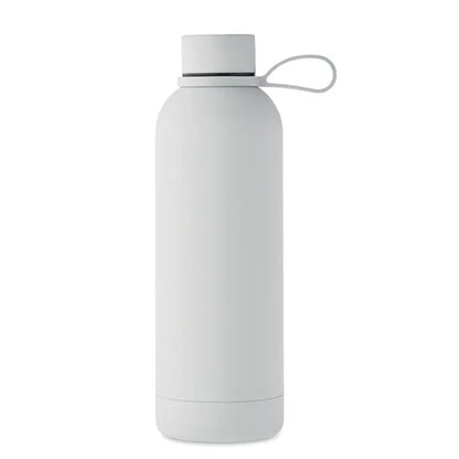 Flacon cu perete dublu de 500 ml din otel inoxidabil alb mat cu capac si maner integrat pentru transport usor