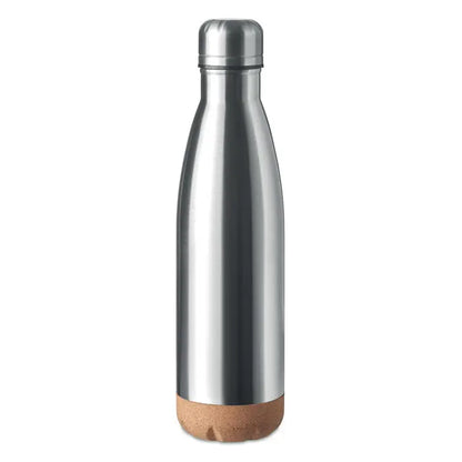 Flacon cu perete dublu de 500 ml din oțel inoxidabil cu finisaj mat și bază naturală din plută
