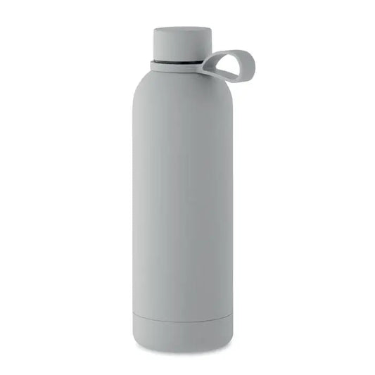 Flacon cu perete dublu de 500 ml din otel inoxidabil mat gri cu capac si maner integrat pentru apa