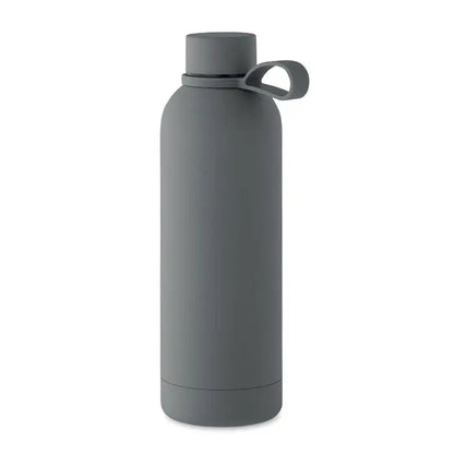 Flacon cu perete dublu de 500 ml mat, gri, din inox, cu capac asortat si maner integrat pentru izolare termica eficienta