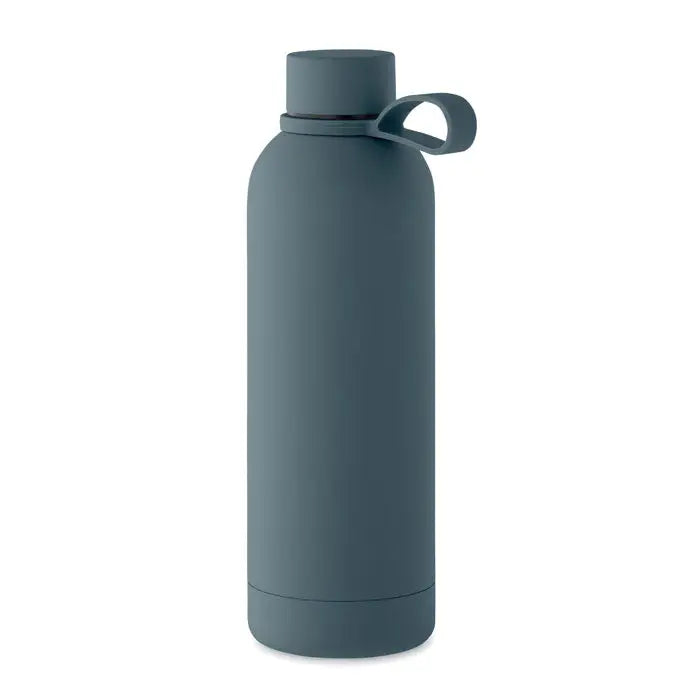 Flacon cu perete dublu de 500 ml în culoare gri mat, izolat și prevăzut cu capac și mâner integrat