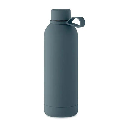Flacon cu perete dublu de 500 ml în culoare gri mat, izolat și prevăzut cu capac și mâner integrat