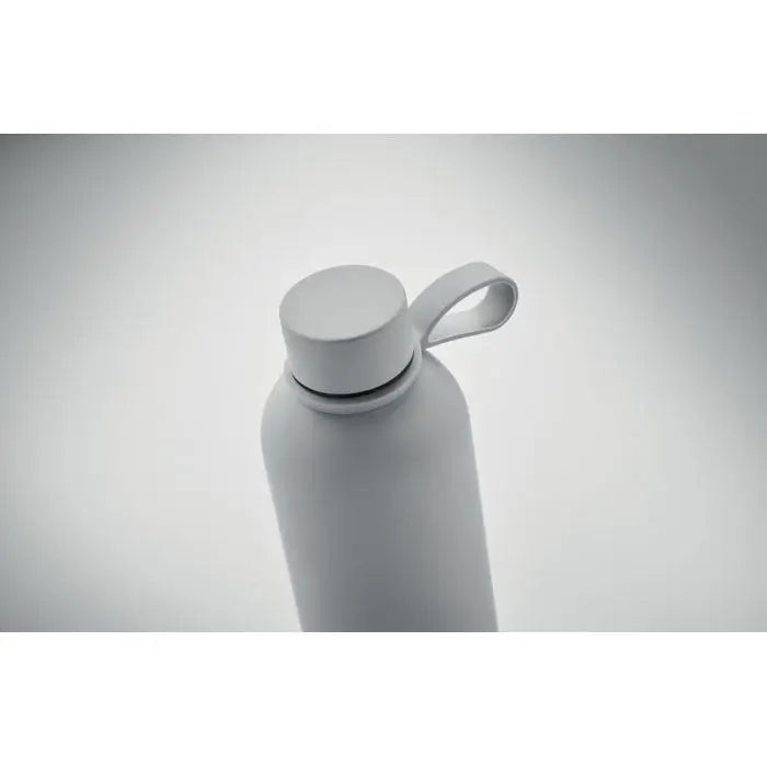 Flacon cu perete dublu de 500 ml din oțel inoxidabil alb mat cu capac și mâner integrat
