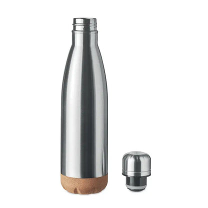 Flacon cu perete dublu de 500 ml din otel inoxidabil cu baza si capac din pluta, design elegant si functional