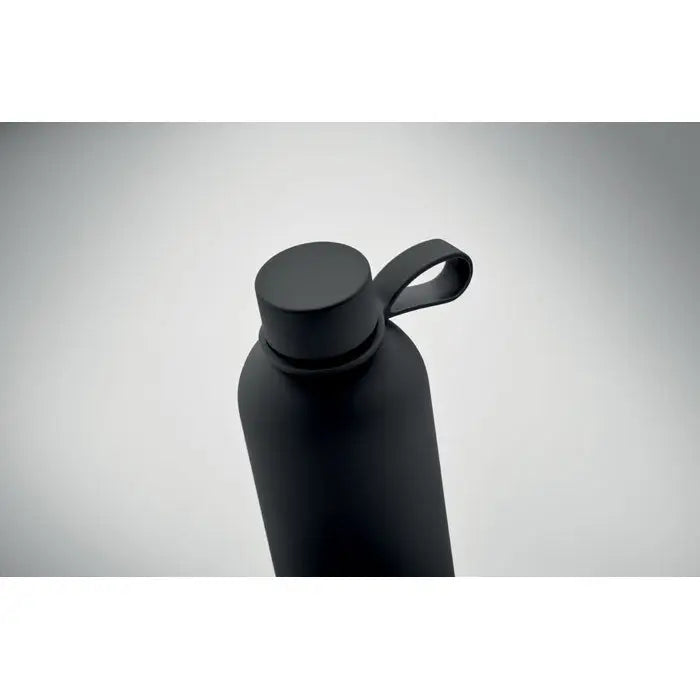 Flacon cu perete dublu de 500 ml negru mat cu design minimalist si maner integrat pentru apa