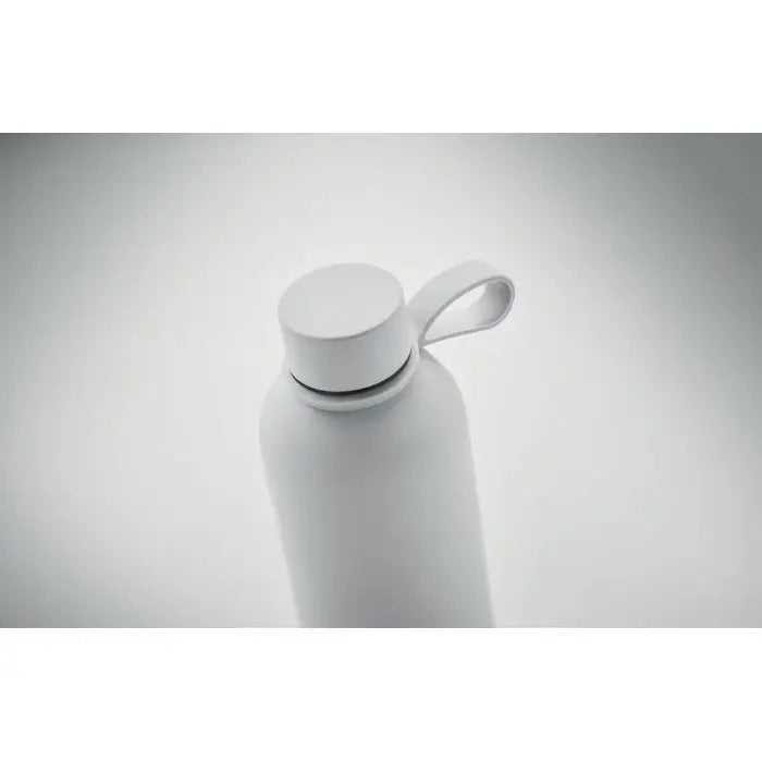 Flacon cu perete dublu de 500 ml alb mat cu design minimalist si maner integrat pentru transport usor