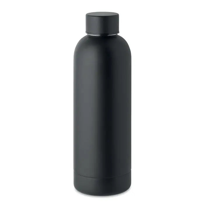 Flacon cu perete dublu de 500 ml din otel inoxidabil negru mat cu capac negru cu filet