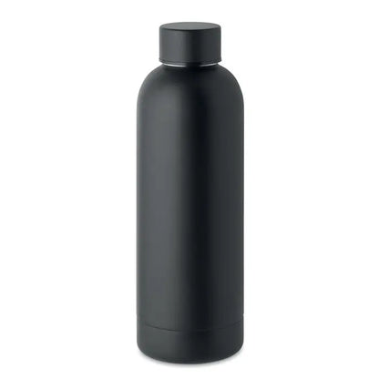 Flacon cu perete dublu de 500 ml din otel inoxidabil negru mat cu capac negru cu filet