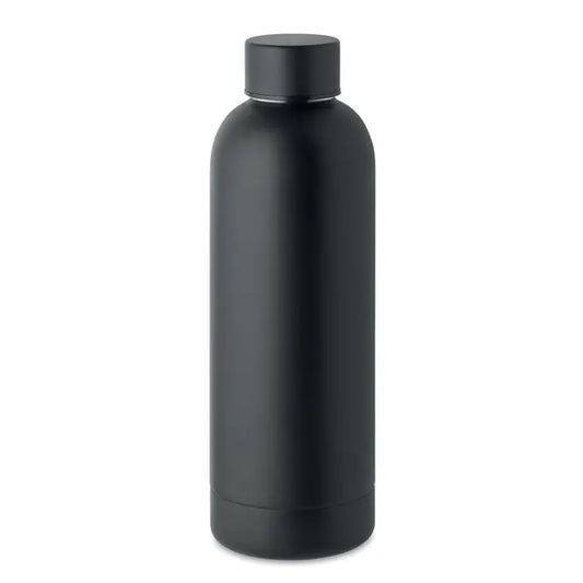 Flacon cu perete dublu de 500 ml din otel inoxidabil negru mat cu capac negru cu filet