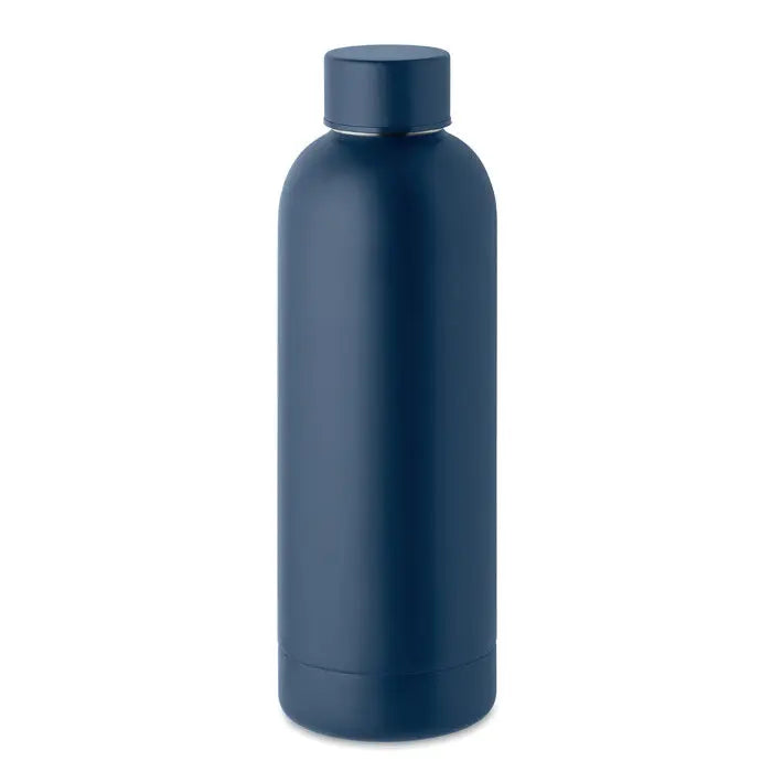 Flacon cu perete dublu de 500 ml albastru navy din otel inoxidabil mat cu capac cu filet asortat