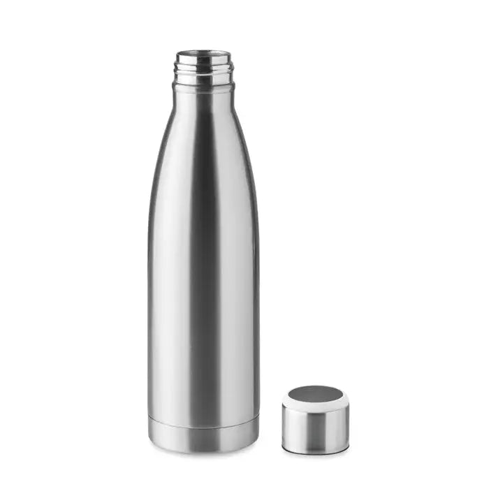 Flacon cu perete dublu de 500 ml din otel inoxidabil argintiu, design cilindric elegant cu capac detasabil