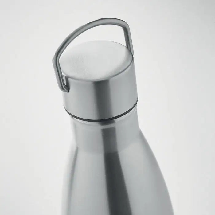 Flacon cu perete dublu de 500 ml din otel inoxidabil argintiu cu maner curbat elegant pe capac