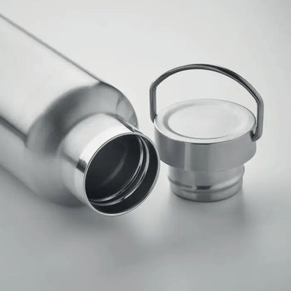 Flacon cu perete dublu de 500 ml din otel inoxidabil argintiu cu capac si maner integrat