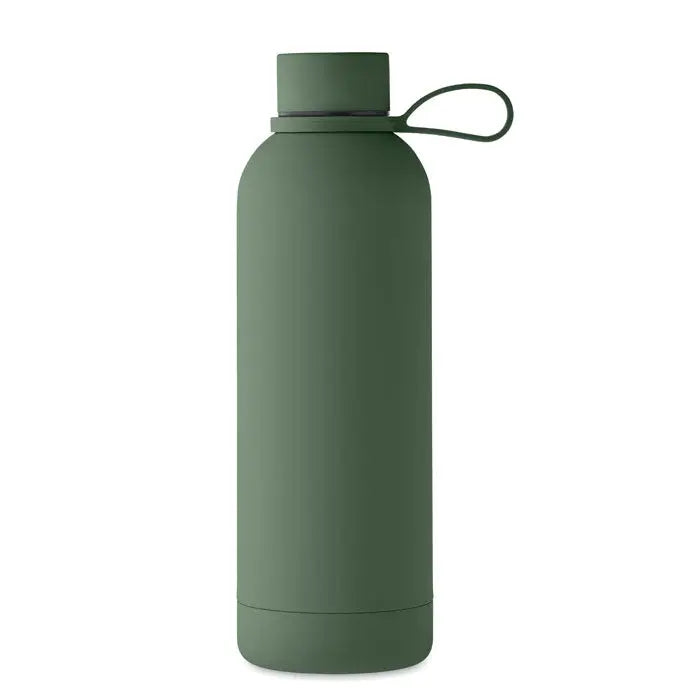Flacon cu pereți dubli de 500 ml în oțel inoxidabil mat olive cu capac înșurubabil și mâner integrat