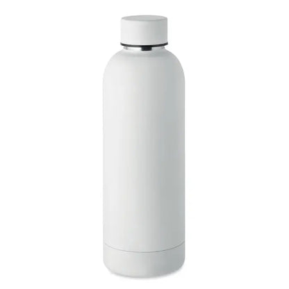 Flacon cu perete dublu de 500 ml din otel inoxidabil alb cu capac alb si accente metalice subtile