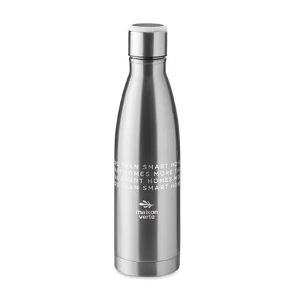 Flacon cu perete dublu de 500 ml din otel inoxidabil argintiu cu design minimalist si text gravat sub logo maison verte