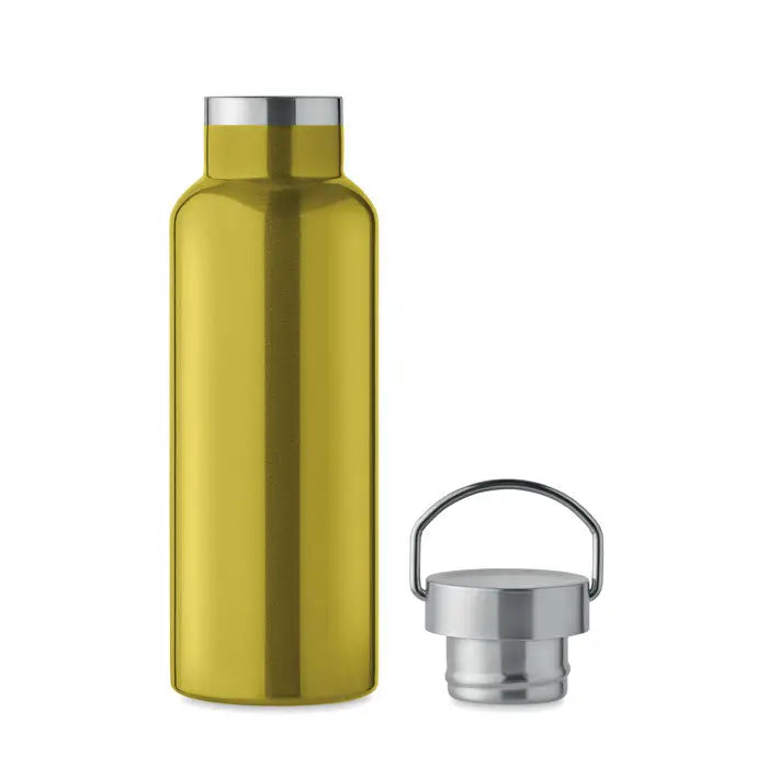 Flacon cu perete dublu de 500 ml din otel inoxidabil auriu cu capac argintiu cu maner integrat