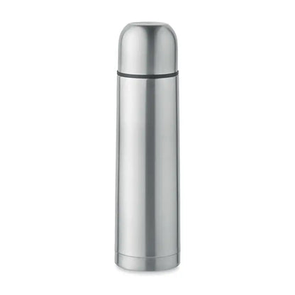 Flacon cu perete dublu de 500 ml din inox argintiu cu izolare termica si inel de etansare negru