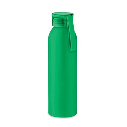 Flacon din aluminiu 600ml verde simplu cu capac transparent si bucla integrata pentru transport