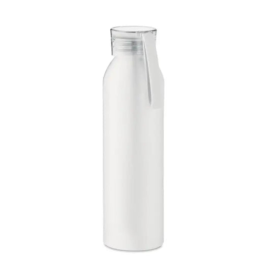 Flacon din aluminiu 600ml alb cu finisaj mat si capac transparent cu maner integrat