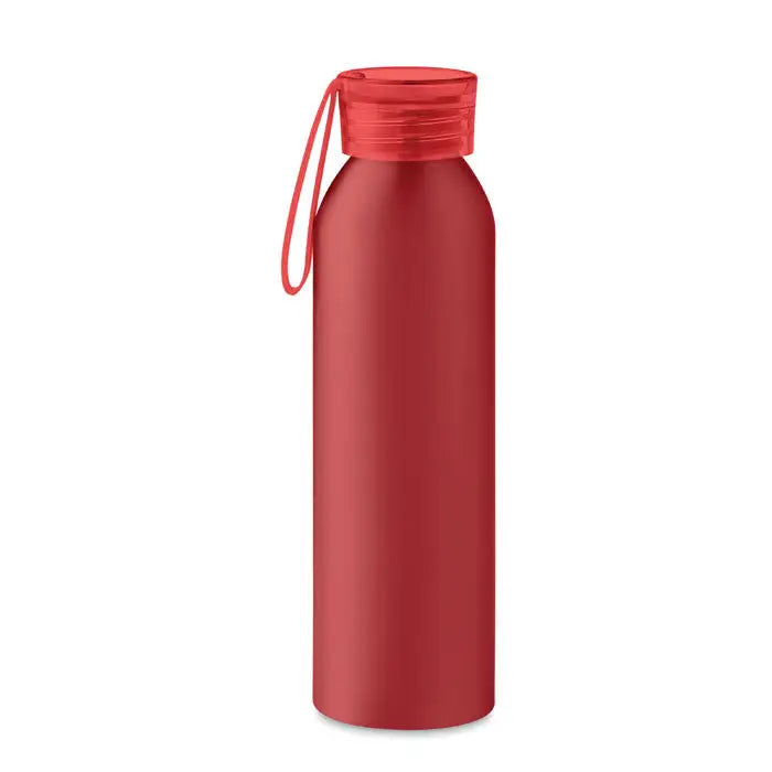 Flacon din aluminiu 600ml rosu mat cu capac rosu transparent si maner integrat pentru transport facil