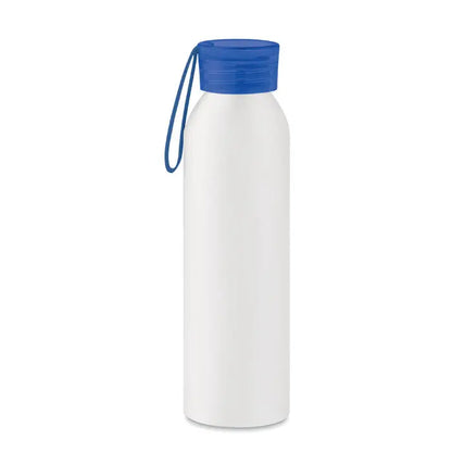 Flacon din aluminiu 600ml alb mat cu capac albastru si bucla de transport asortata